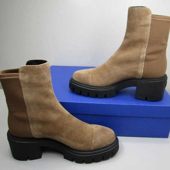 Stuart Weitzman Women’s 5050 Soho Booties – Brown Suede Chelsea Heel - Picture 1 of 8